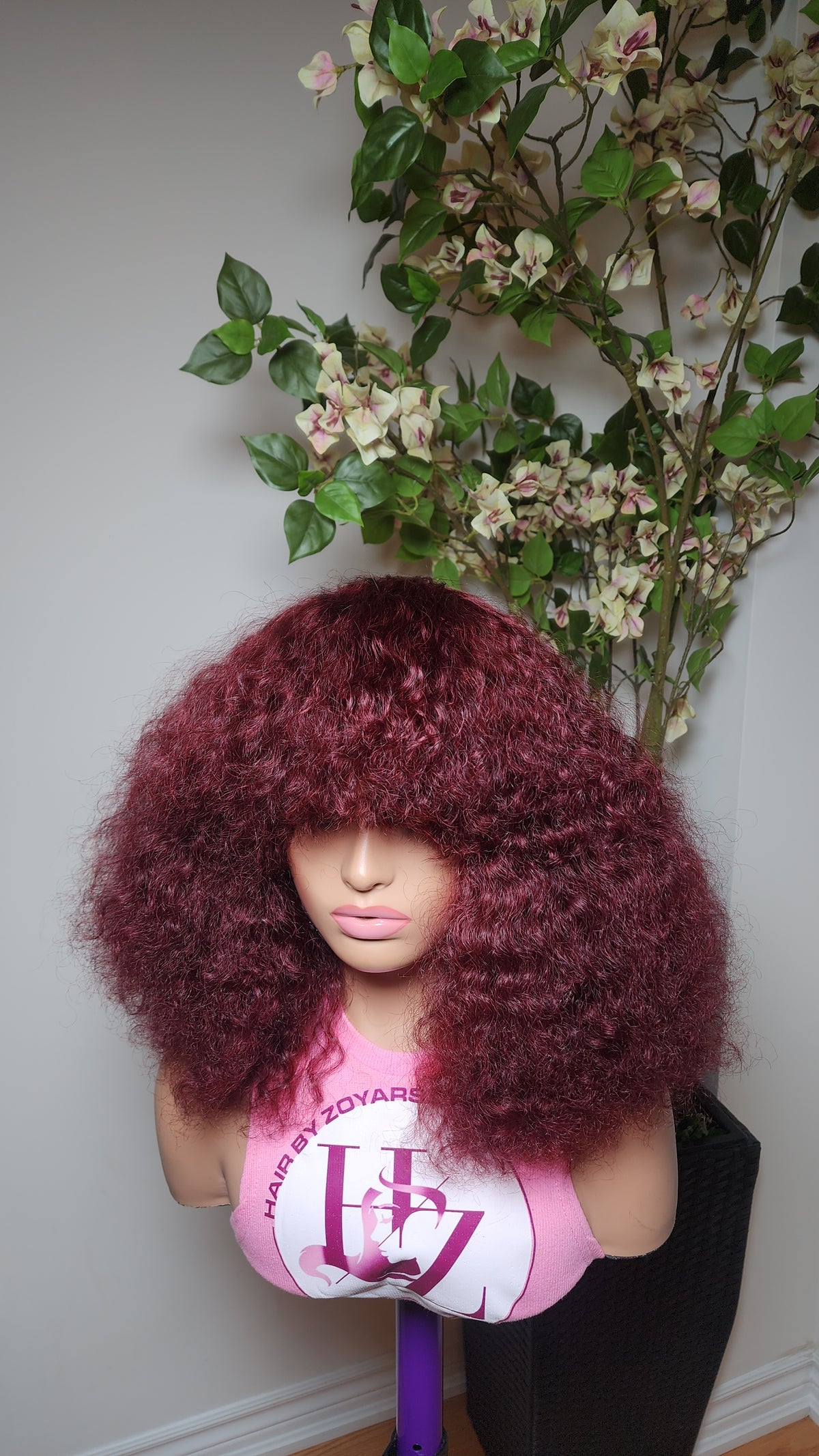 Burgundy fringe wig