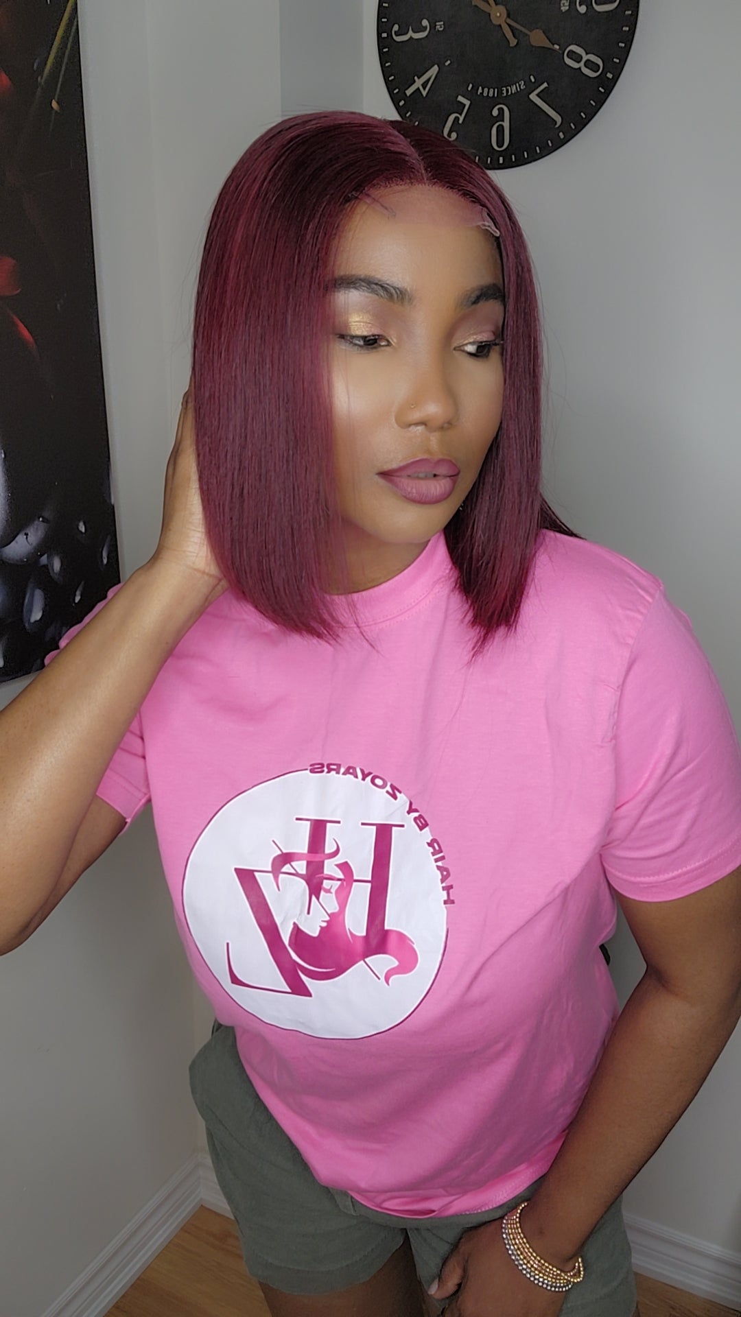 Burgundy straight wig