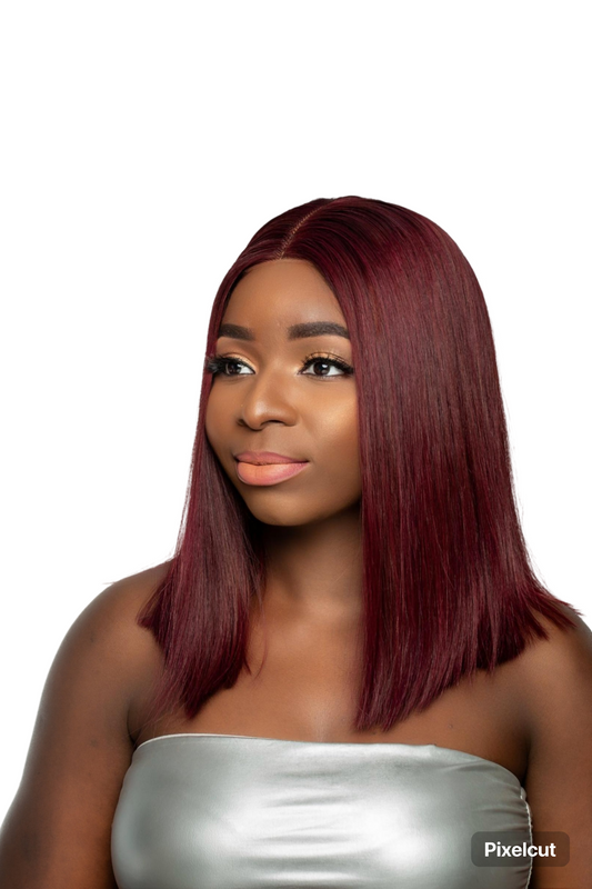 Burgundy straight wig