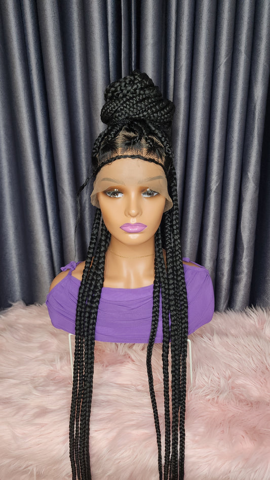 Natural box braid wig