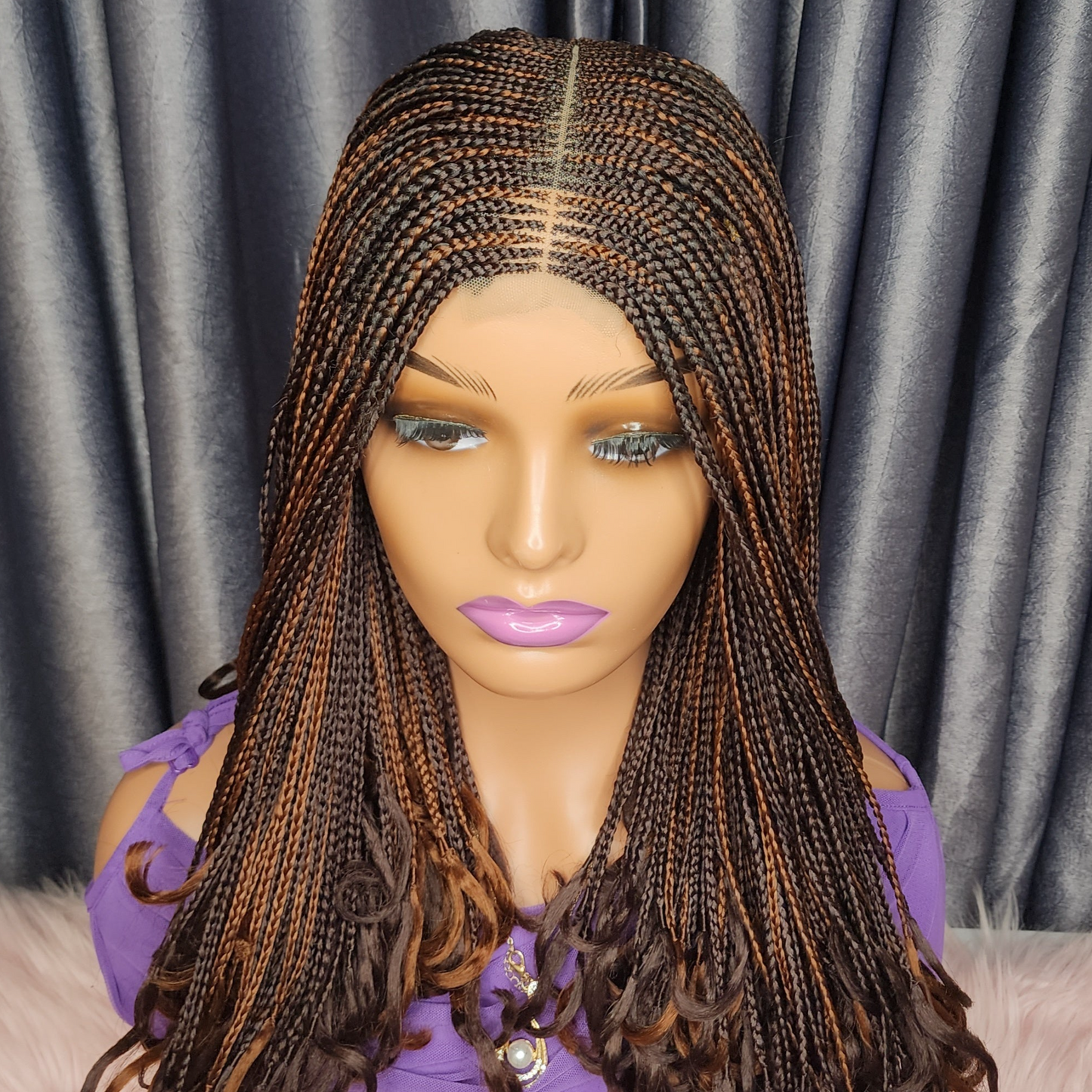 Fulani braid two tone wig