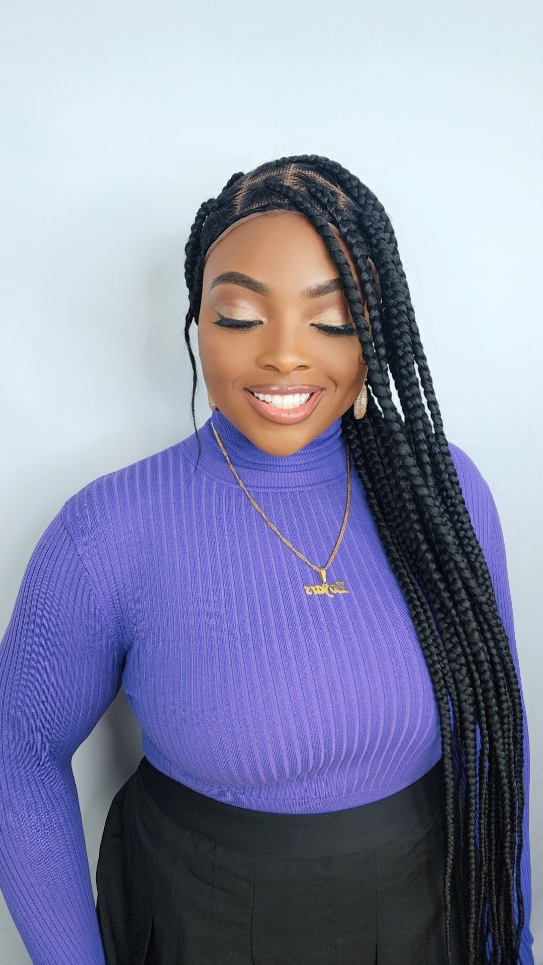 Natural box braid wig