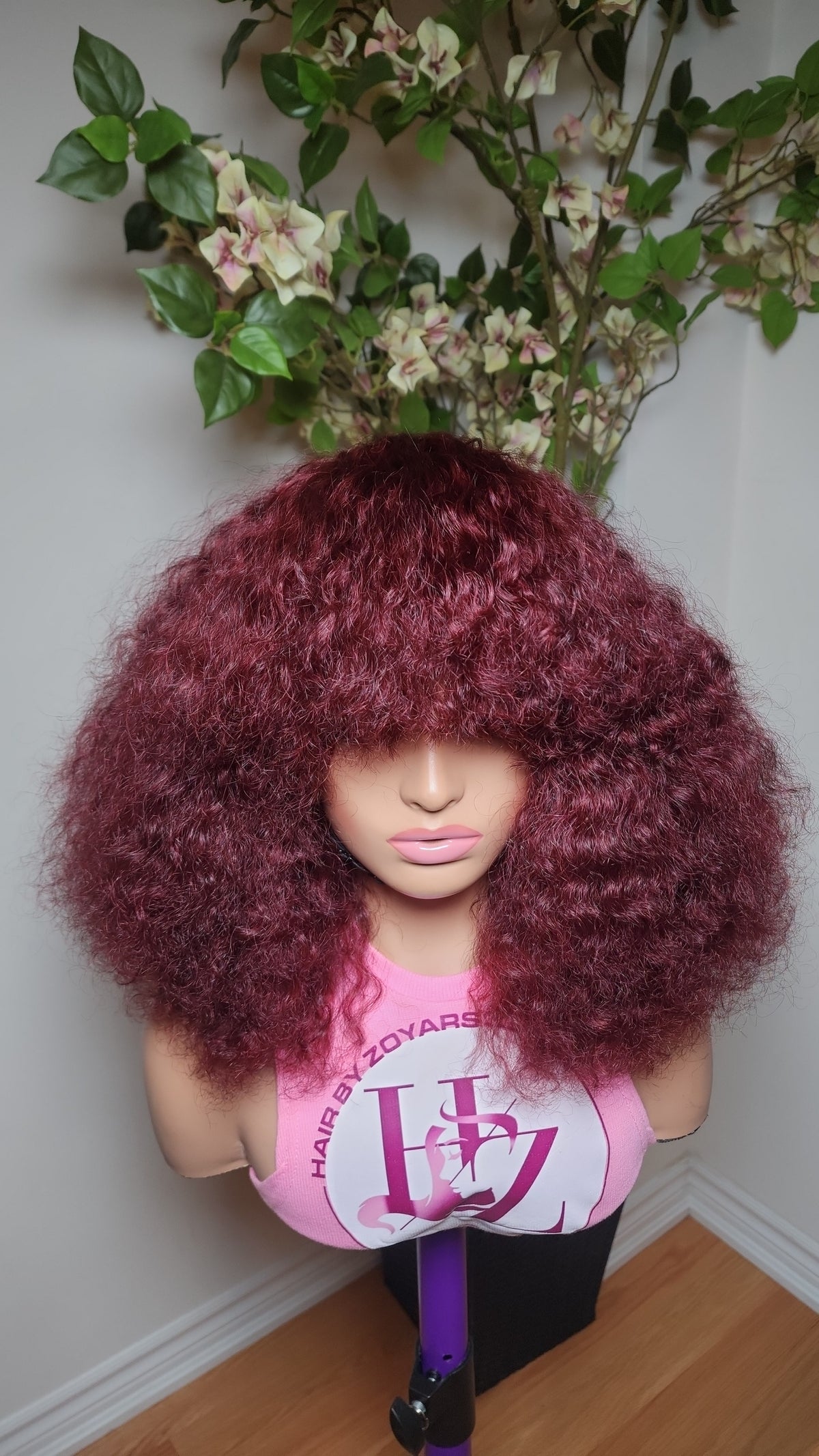 Burgundy fringe wig