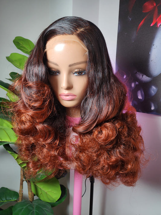 Brown tip bouncy curls wig