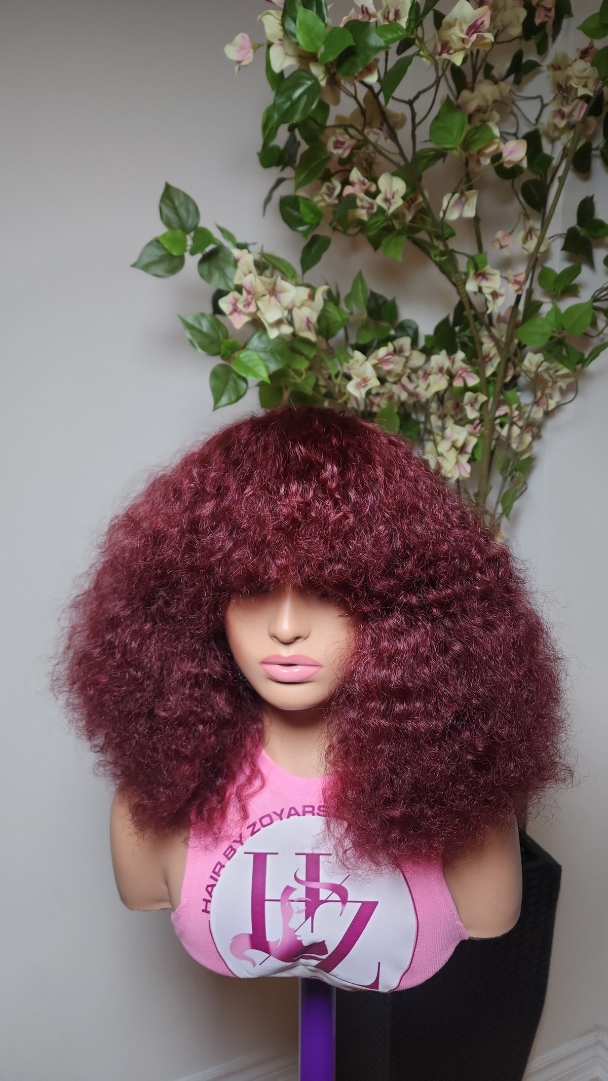 Burgundy fringe wig