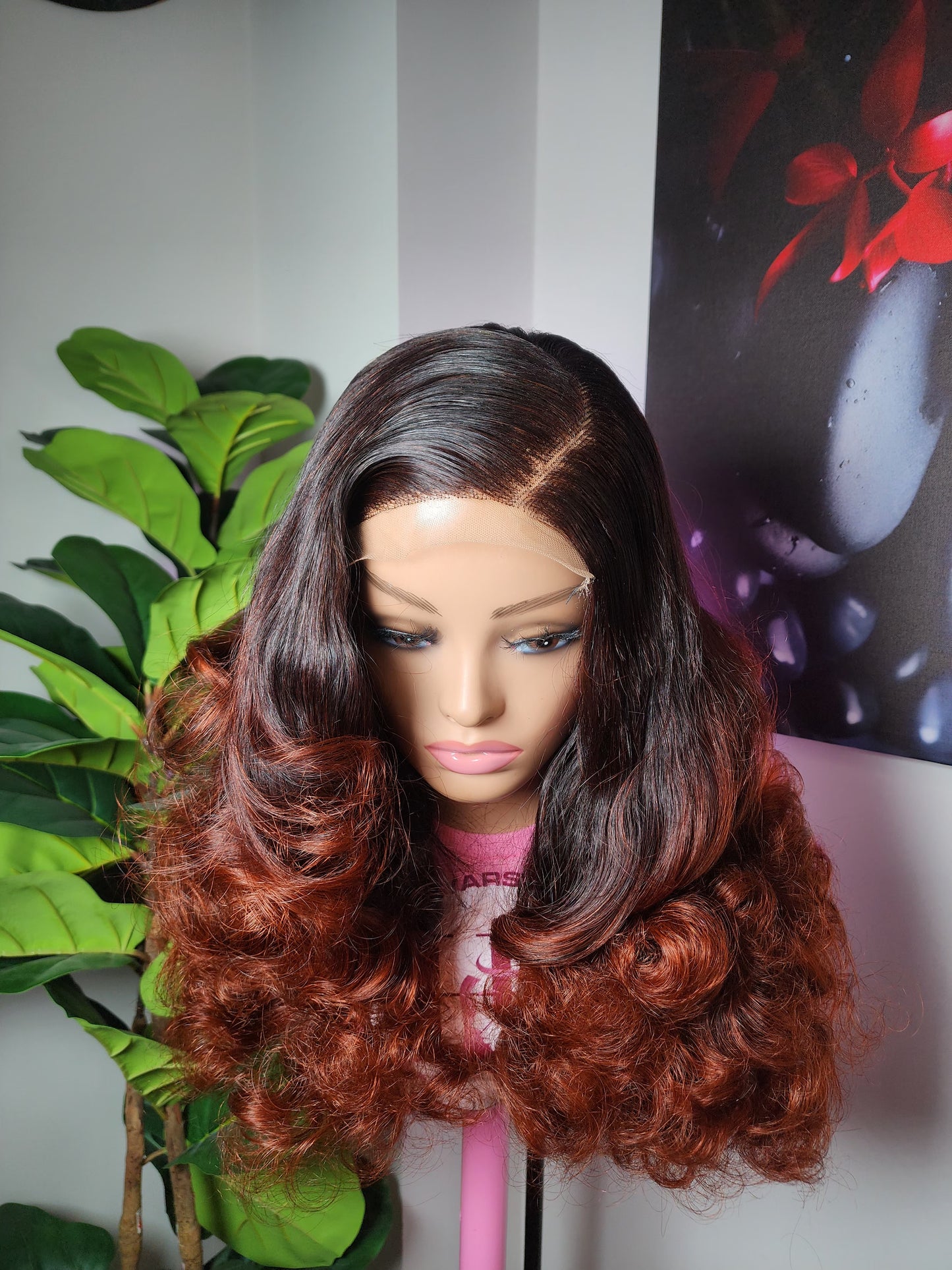 Brown tip bouncy curls wig