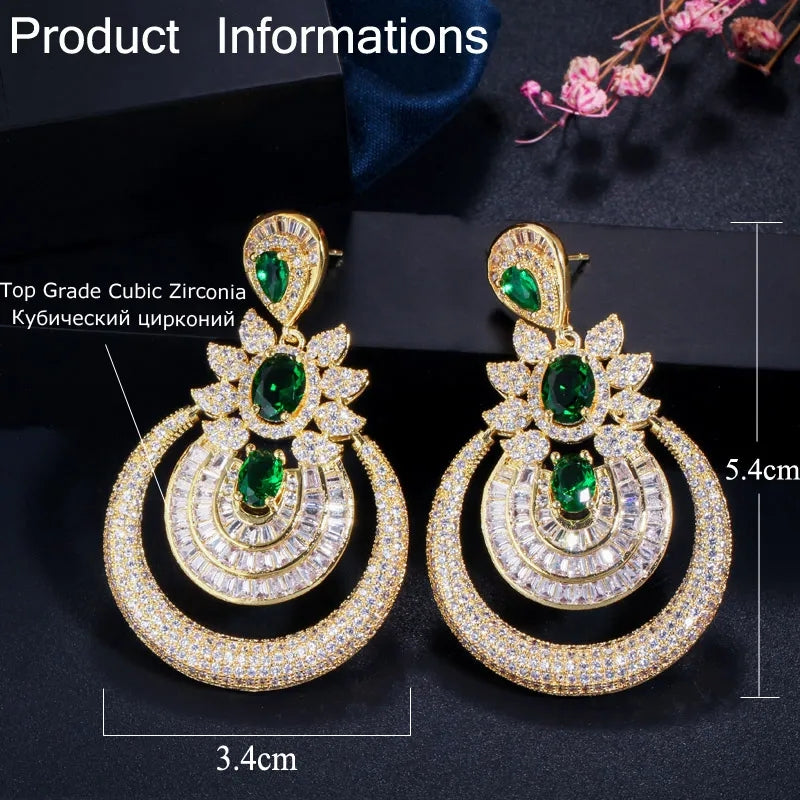 Green Gold Plated Vintage-Inspired Earrings