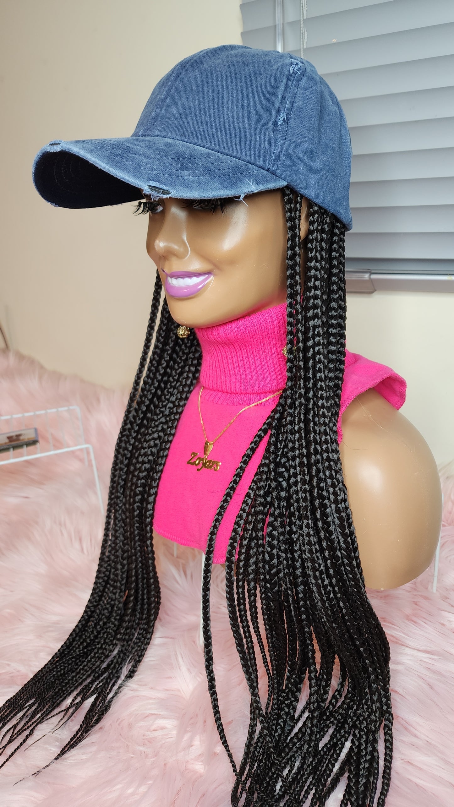 Box braids baseball wig