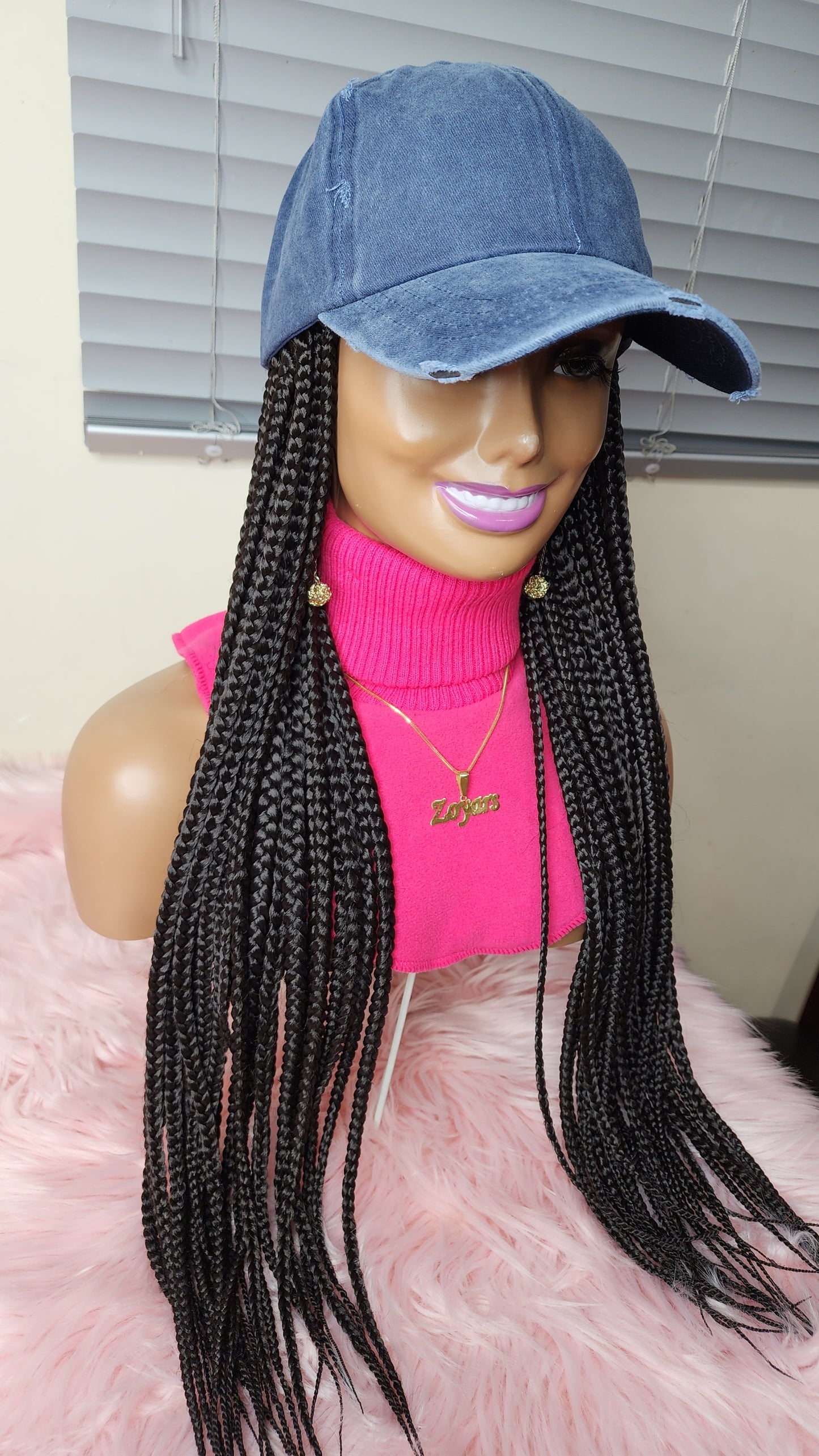 Box braids baseball wig