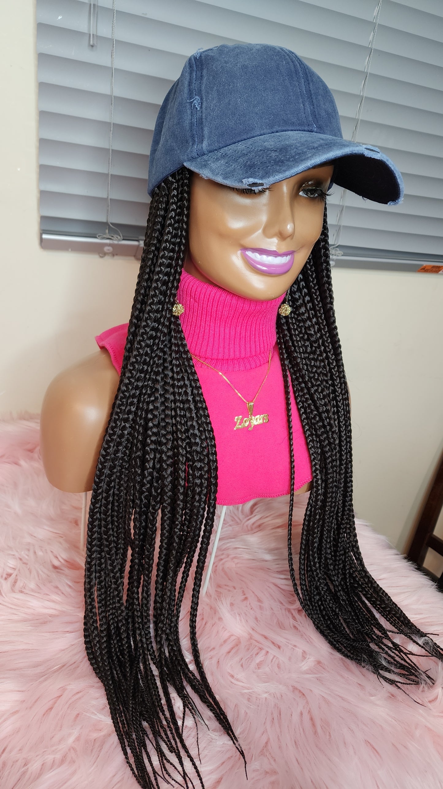 Box braids baseball wig