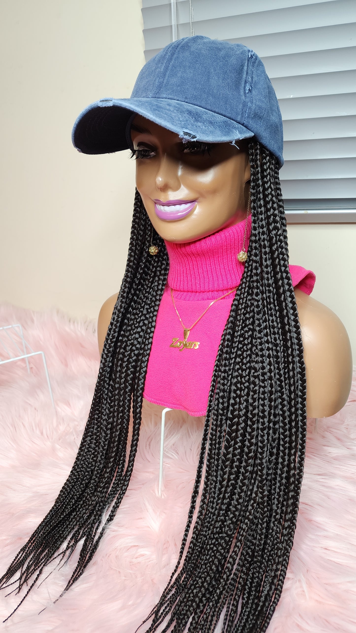 Box braids baseball wig